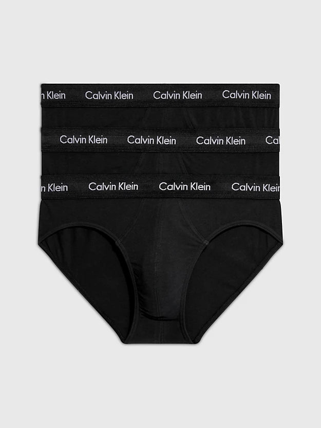 Calvin Klein 3 Pack Cotton Stretch – Hip Briefs ( BLACK / BLACK )