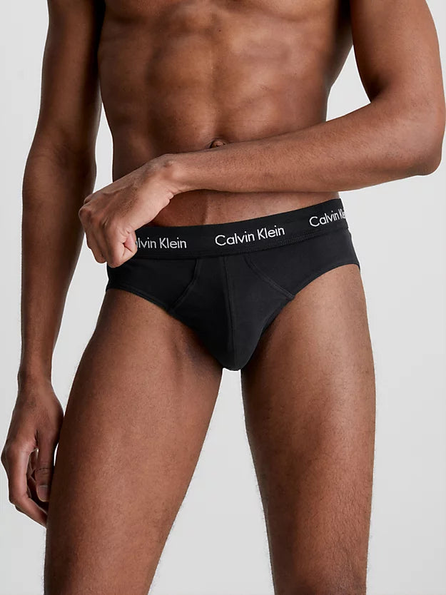 Calvin Klein 3 Pack Cotton Stretch – Hip Briefs ( BLACK / BLACK )