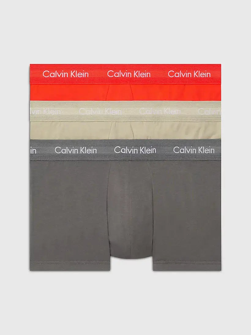 Calvin Klein 3 Pack Low Rise Trunks Cotton Stretch - Cherry Kiss/Eiffle Tower/Moss Gry