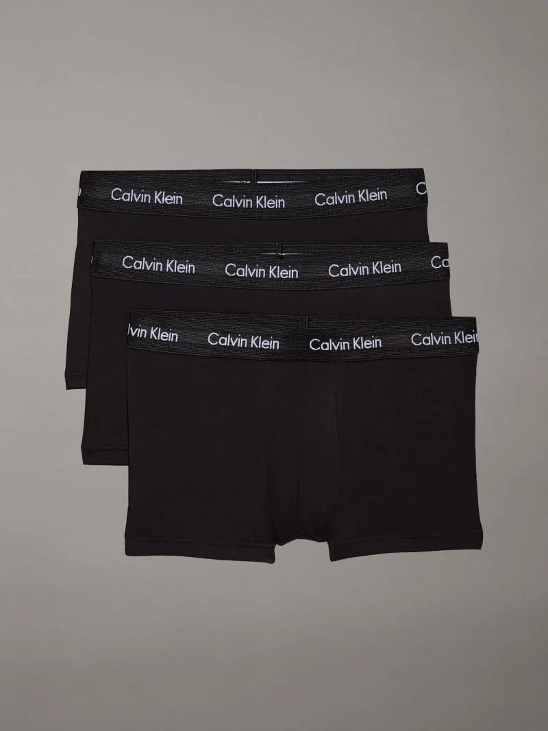 Calvin Klein Men's 3 Pack Cotton Stretch Low Rise Trunks – Black / Black