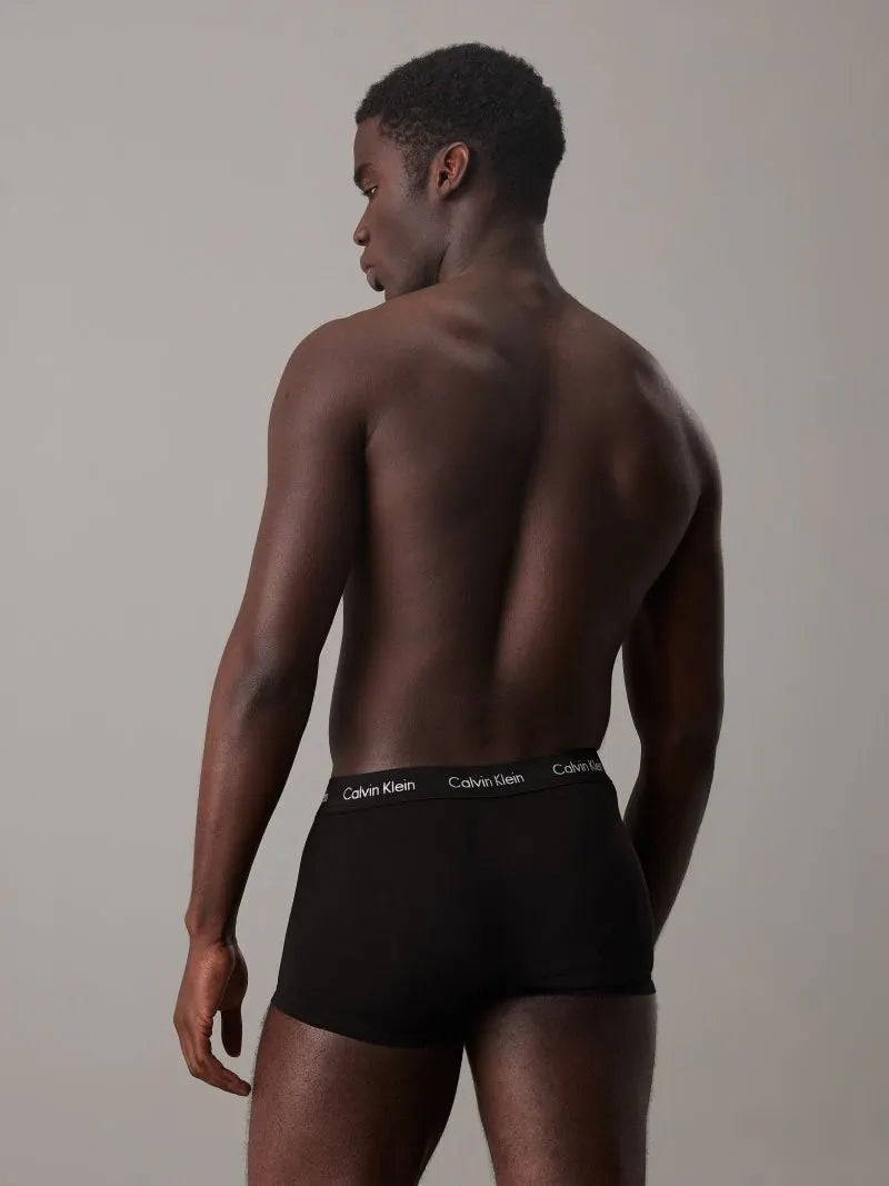 Calvin Klein Men's 3 Pack Cotton Stretch Low Rise Trunks – Black / Black