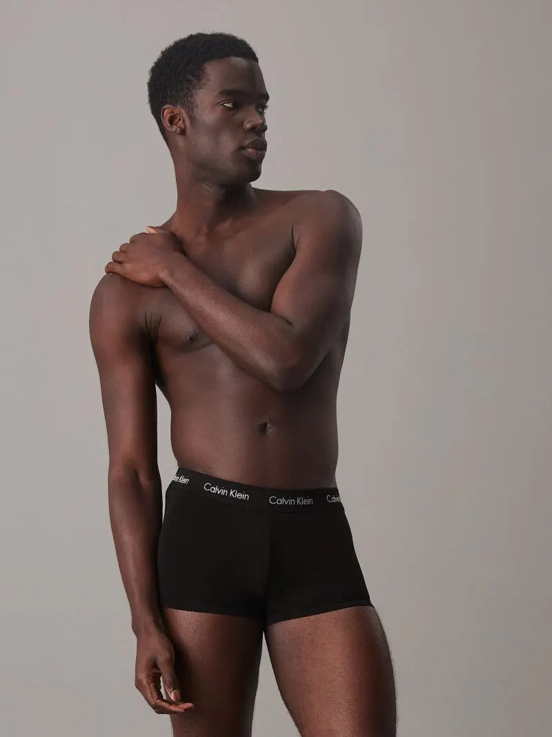 Calvin Klein Men's 3 Pack Cotton Stretch Low Rise Trunks – Black / Black