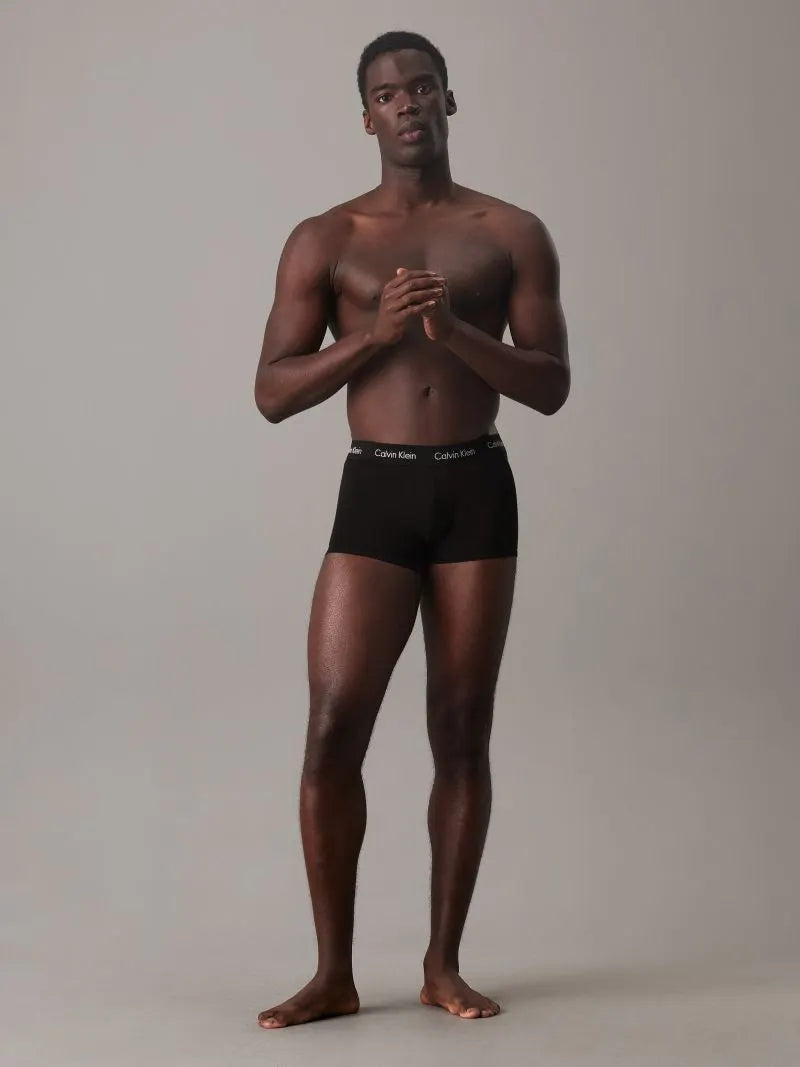 Calvin Klein Men's 3 Pack Cotton Stretch Low Rise Trunks – Black / Black