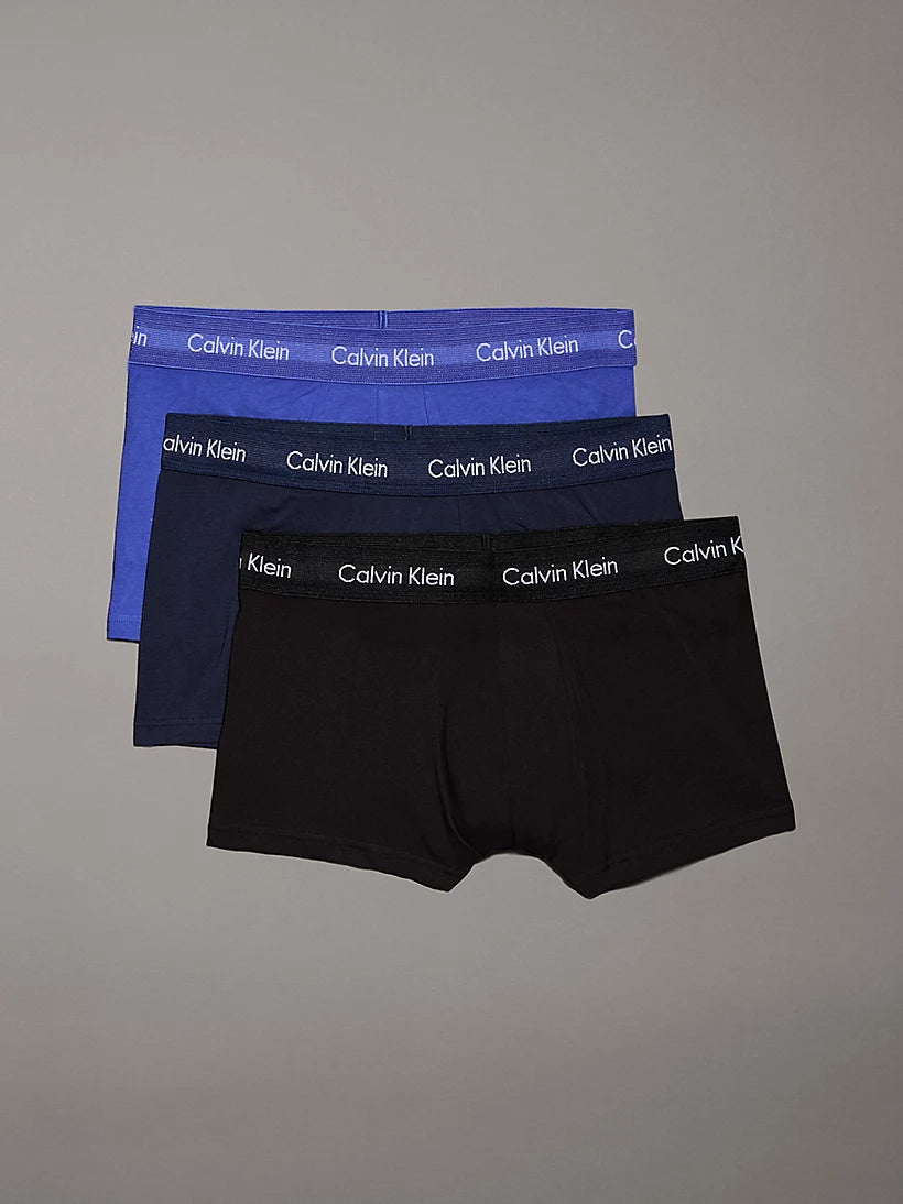 Calvin Klein 3 Pack Cotton Stretch –Low Rise Trunks ( Blue / Navy / Black )