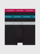 Calvin Klein 3 Pack Low Rise Trunks Cotton Stretch - Black with Coloured Waistband
