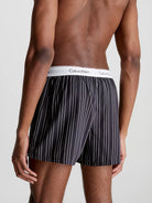 Calvin Klein 2 Pack Slim Fit Woven Boxers 100% Cotton - Ryan Stripe / Hickory Plaid