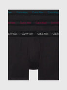 Calvin Klein 3 Pack Boxer Briefs Cotton Stretch - Black with Coloured Logos