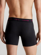 Calvin Klein 3 Pack Boxer Briefs Cotton Stretch - Black with Coloured Logos
