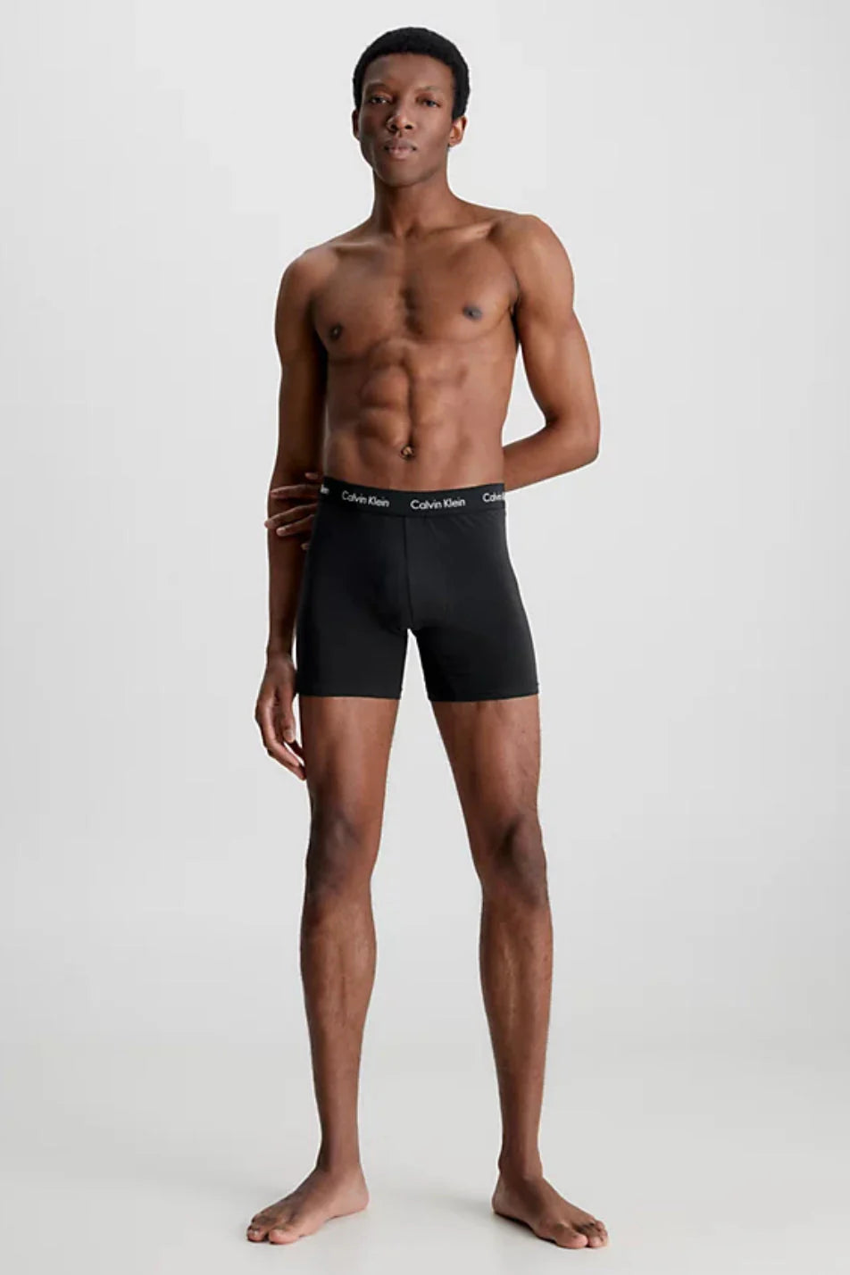 Calvin Klein 3 Pack Cotton Stretch Boxer Briefs - Black / Black, 000NB1770A