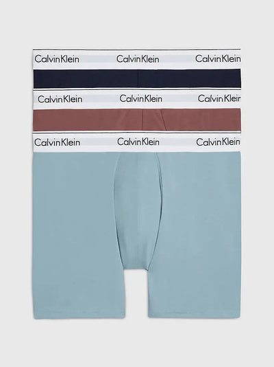 Calvin Klein 3 Pack Modern Cotton Boxer Briefs - Capri Rose / Blue / Arona