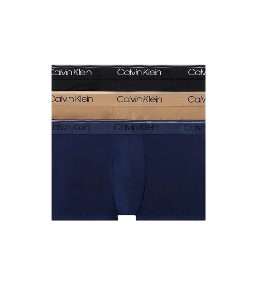 Calvin Klein 3 Pack Low Rise Trunks Micro Stretch Wicking - Brown/Blue/Black