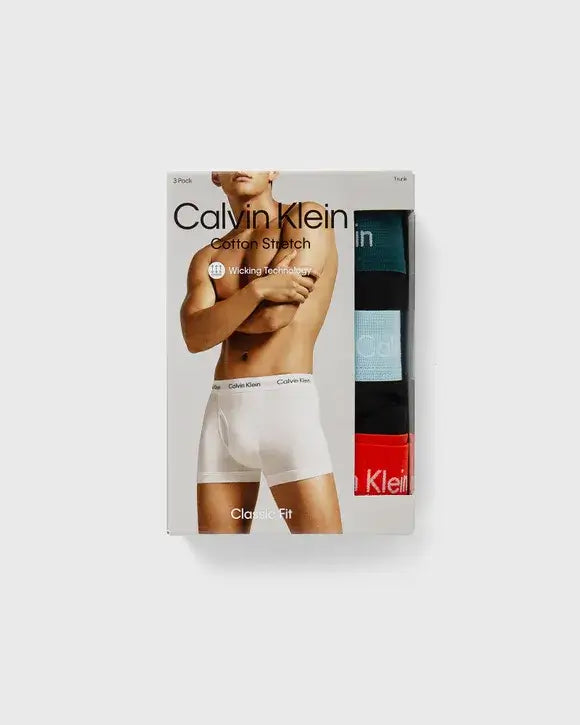 Calvin Klein 3 Pack Cotton Stretch Trunks, Black - Multi