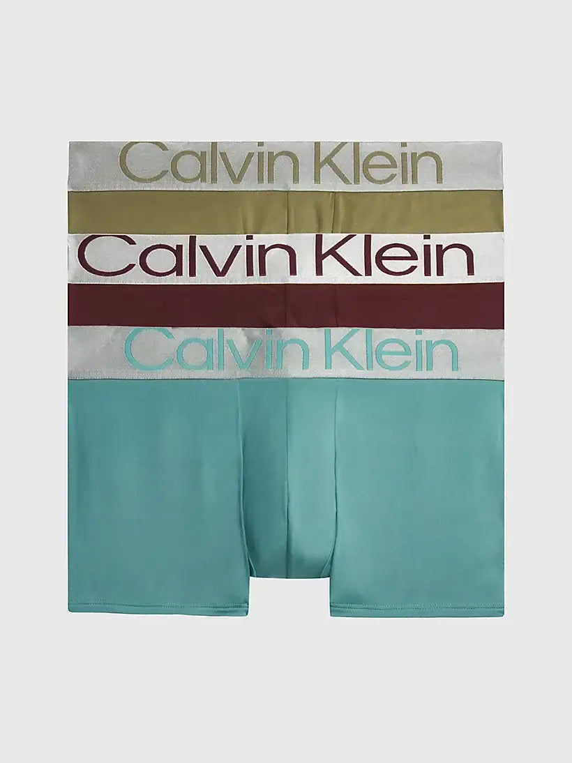 Calvin Klein 3 Pack Steel Micro Boxer Trunks Rum Raisin Dusky Gree Trunks and Boxers