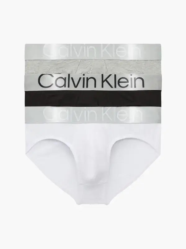 Calvin Klein 3 Pack Steel Cotton Hip Briefs, Black/White/Grey