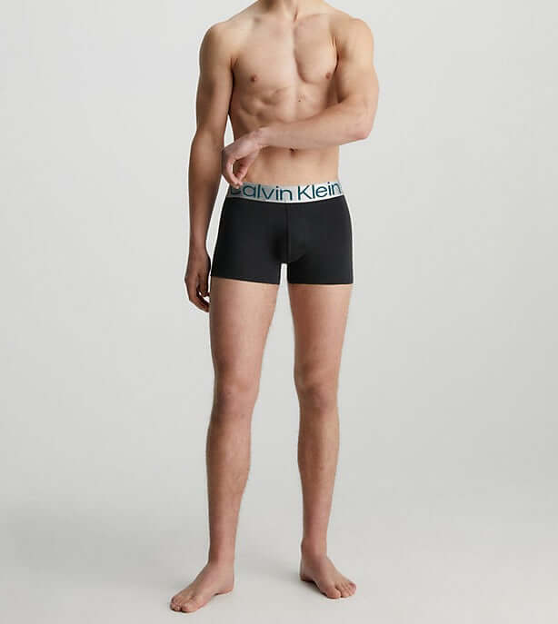 Calvin Klein 3 Pack Trunks - Steel Cotton - Black with Spct Blu