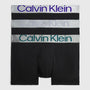 Calvin Klein 3 Pack Trunks - Steel Cotton - Black with Spct Blu