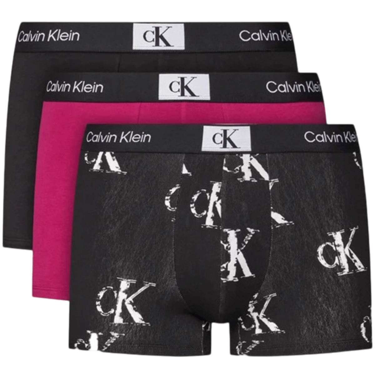 Calvin Klein 3 Pack CK96 Trunks - Red/Black Print