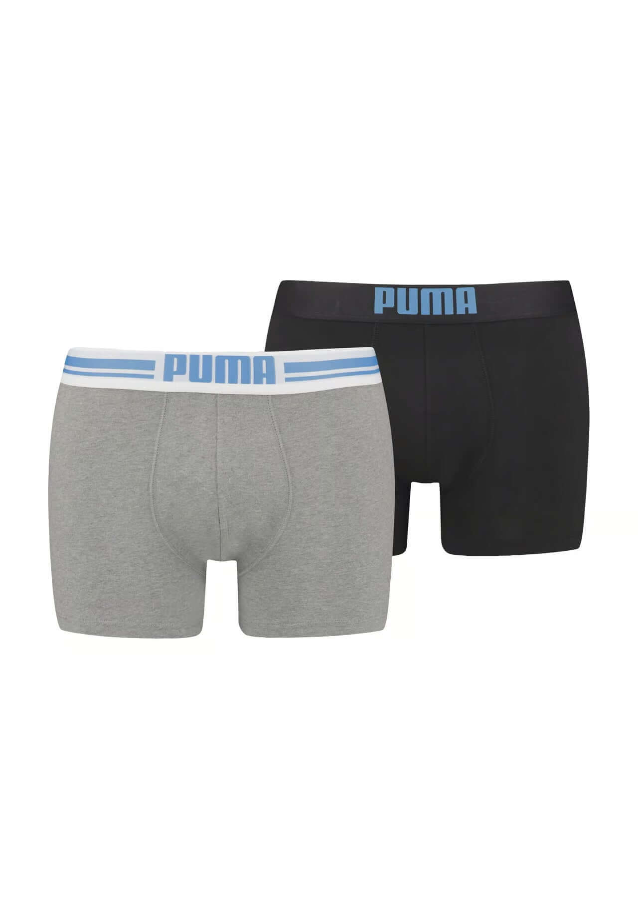Puma Placed Logo Men's Boxer Underwear 2 Pack - Mid Grey / Regal Blue