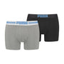 Puma Placed Logo Men's Boxer Underwear 2 Pack - Mid Grey / Regal Blue