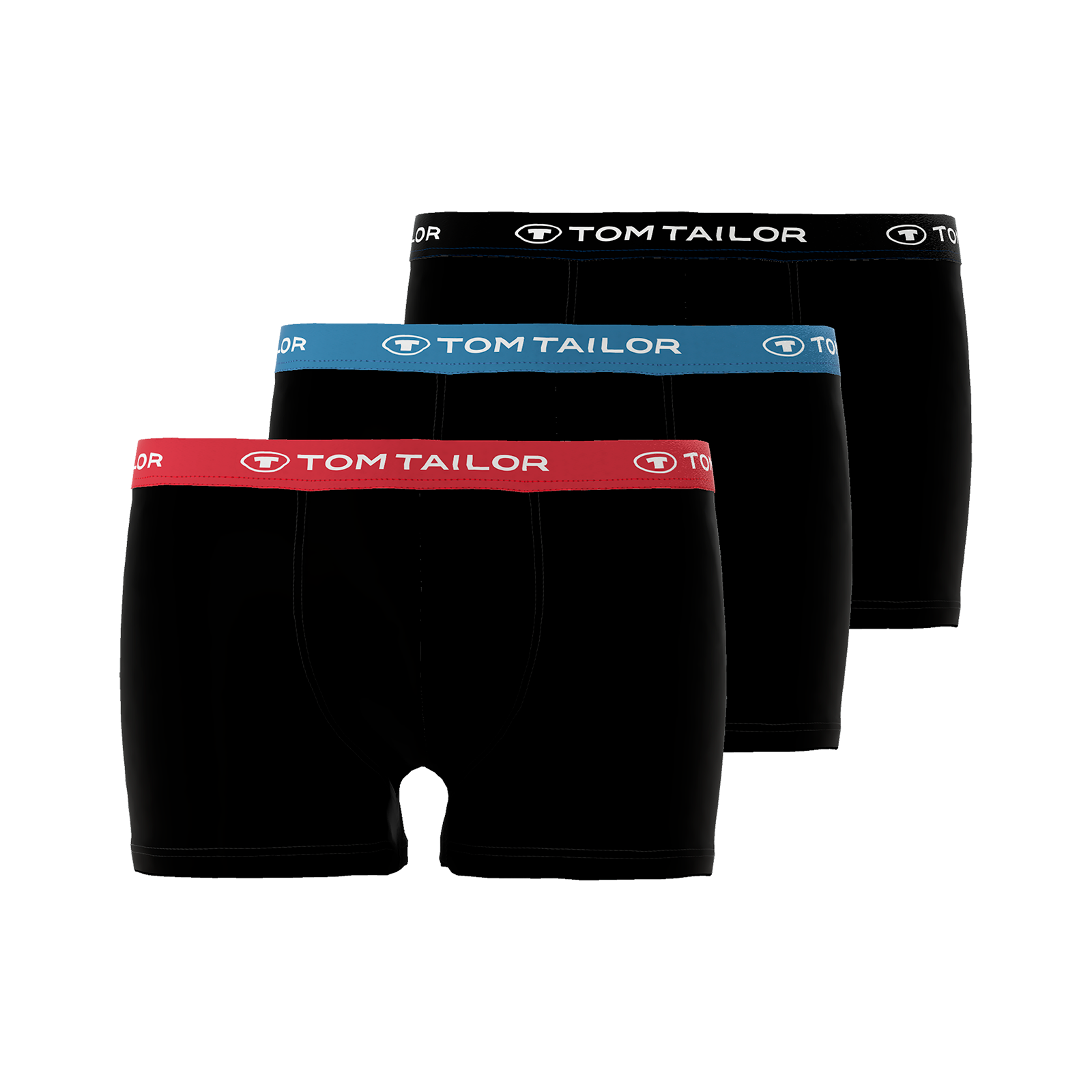 Tom Tailor Men's 3 Pack Cotton Stretch Trunks - Black-Multicolour