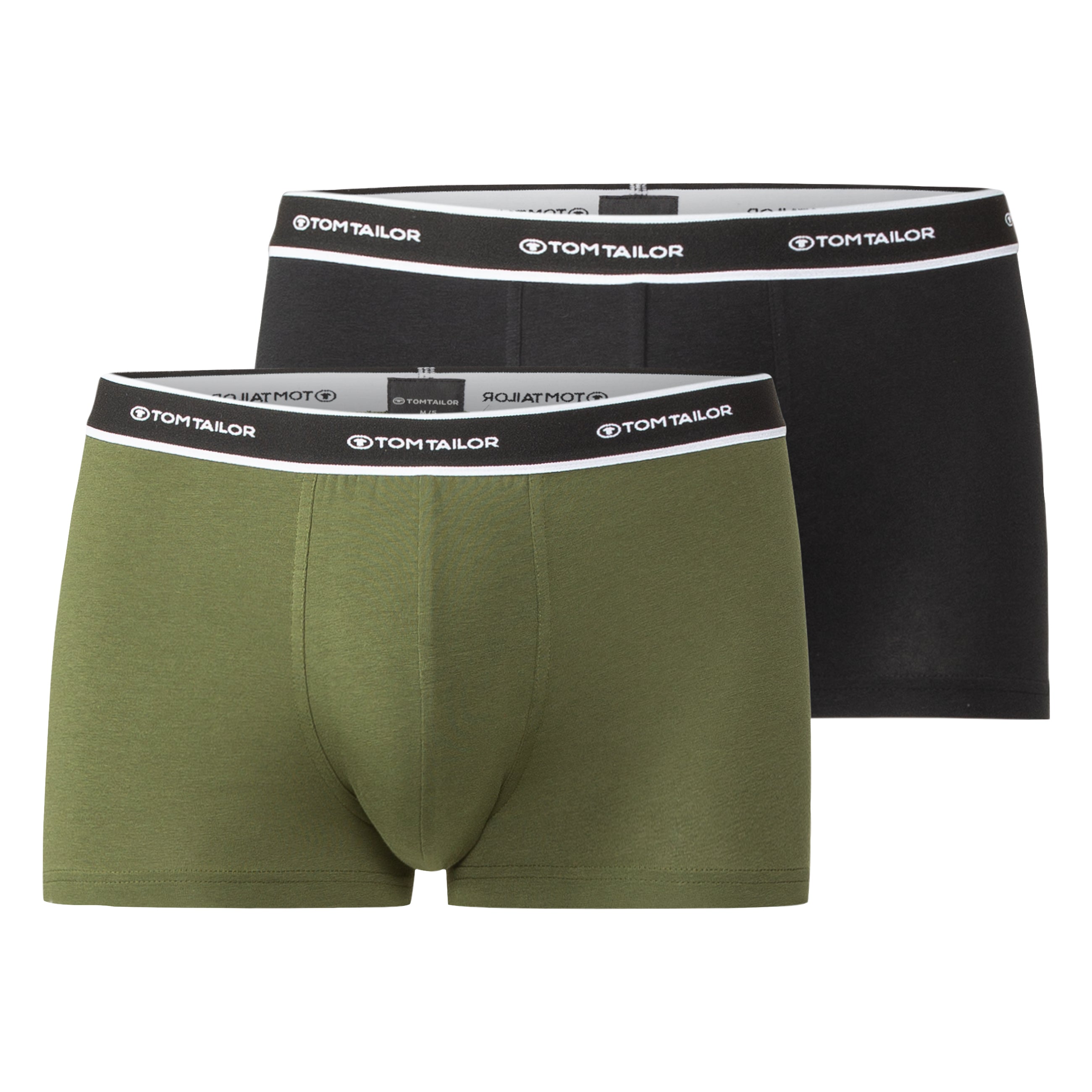 Tom Tailor Men's Pants 2 Pack Cotton Stretch Trunks- Green/Black