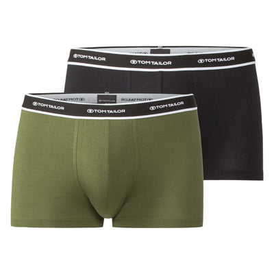 Tom Tailor Men's Pants 2 Pack Cotton Stretch Trunks- Green/Black