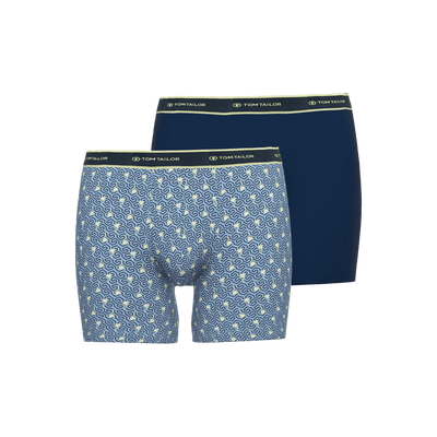Tom Tailor Men's 2 Pack Cotton Stretch Long Boxer Briefs - Blue AllOver