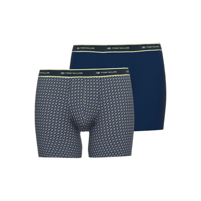 Tom Tailor Men's 2 Pack Cotton Stretch Long Boxer Briefs - Blue Print