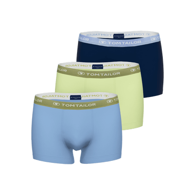 Tom Tailor Men's 3 Pack Cotton Stretch Trunks - Green-Light-Solid