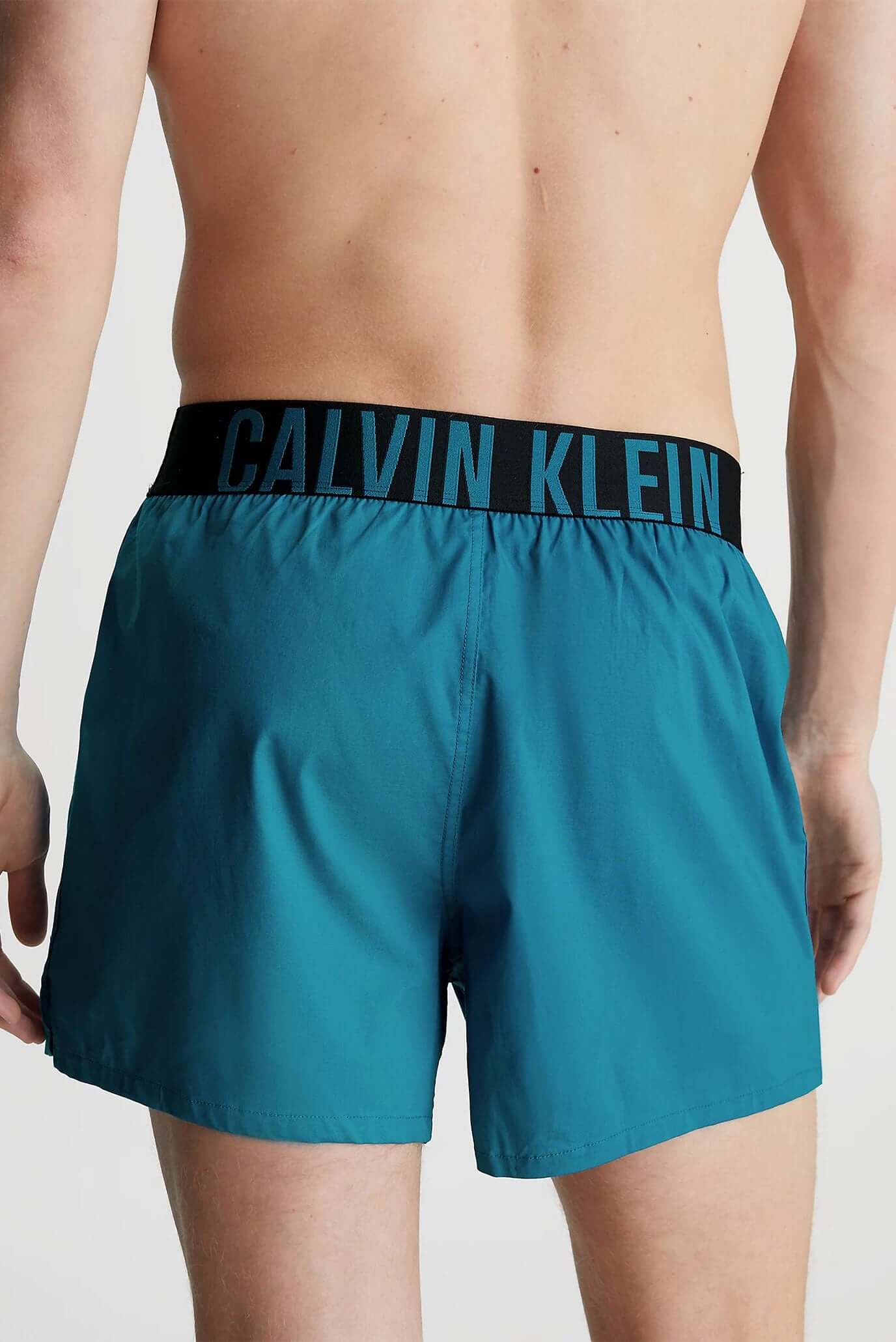 Calvin Klein 2 Pack Slim Fit Woven Boxers, Intense Power Black / Blue