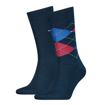 Tommy Hilfiger Men’s 2 Pack Classic Argyle Check Crew Socks – Combed Cotton