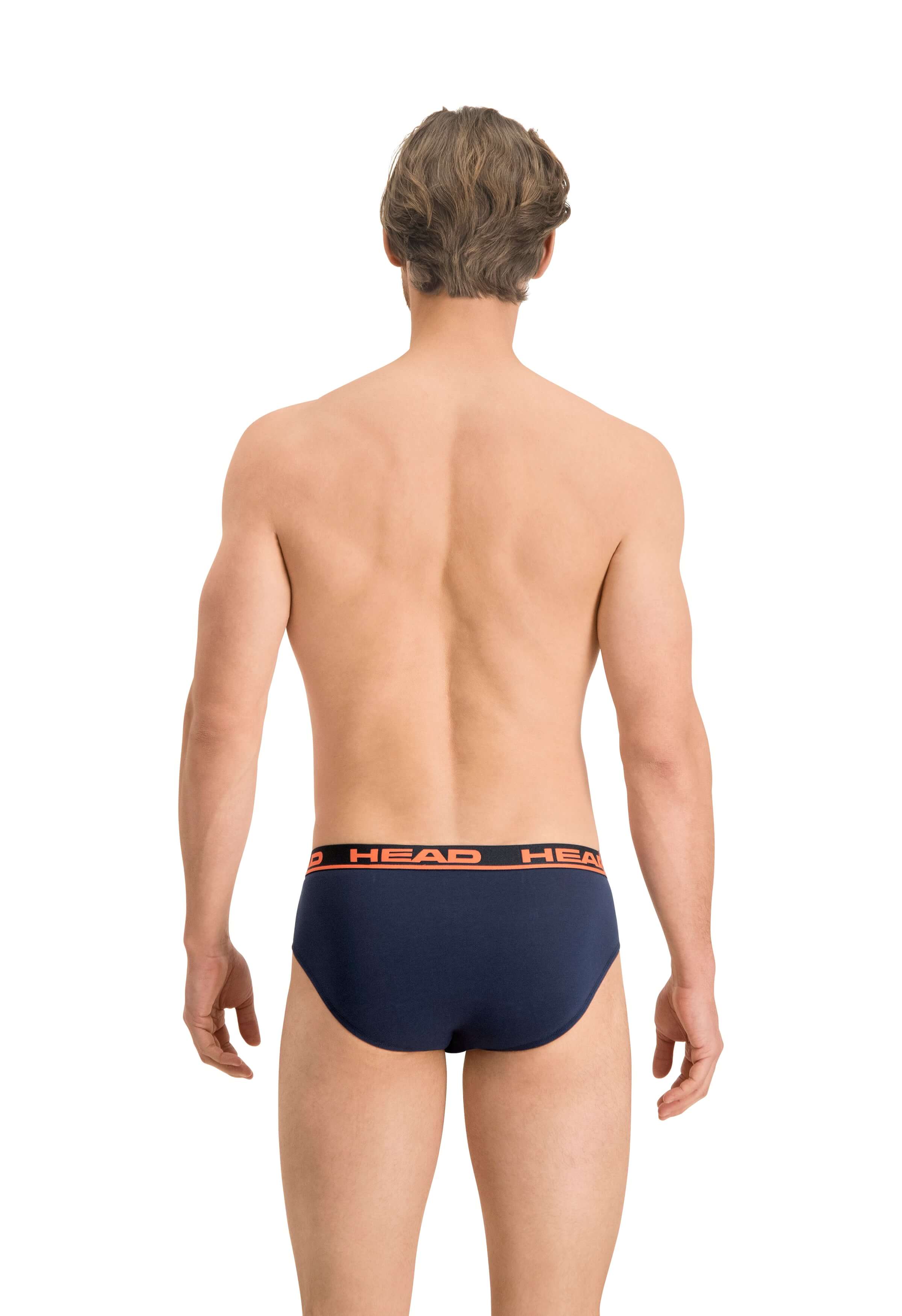 Head Mens 2 Pack Cotton Stretch Briefs - Peacoat / Orange