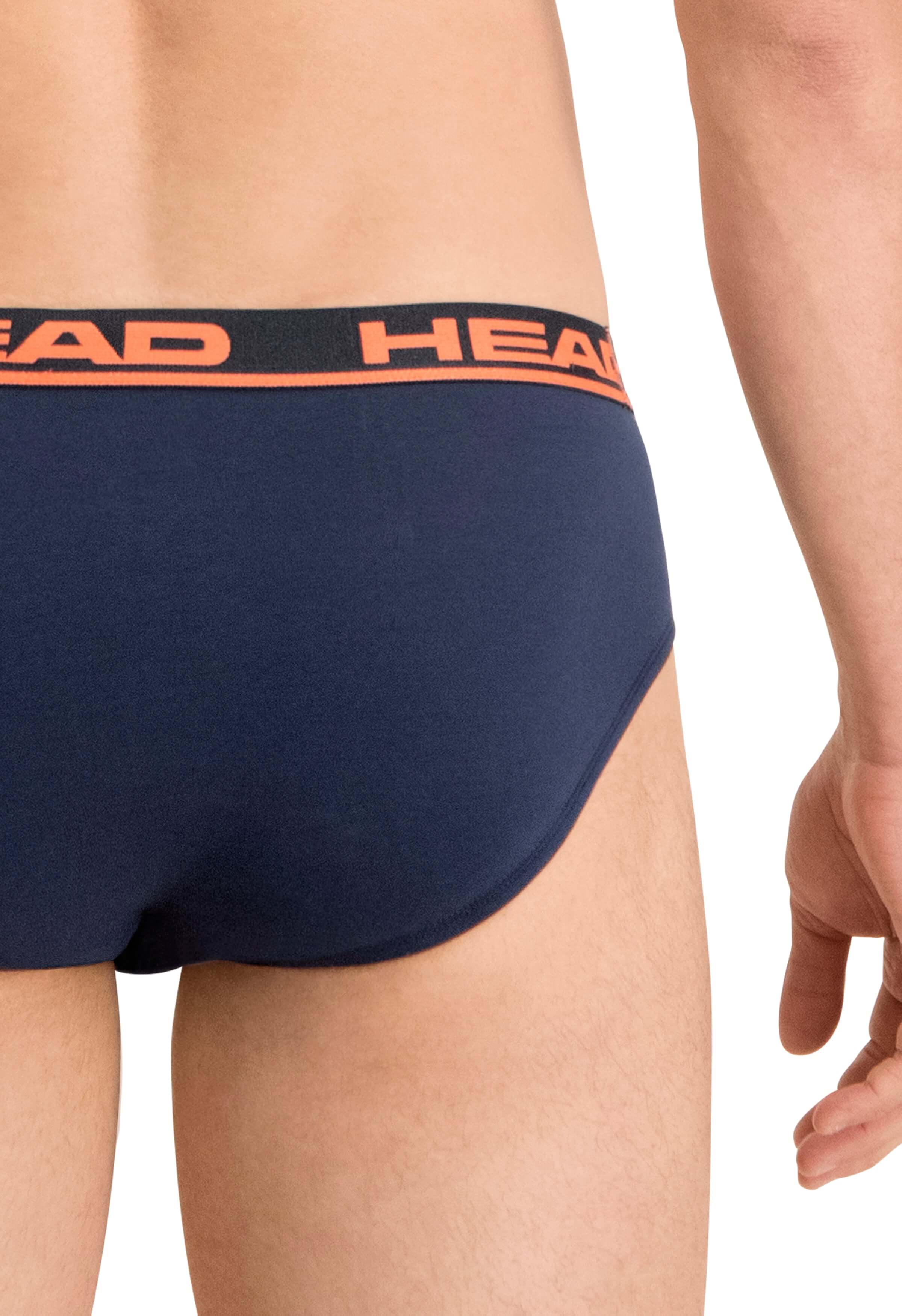 Head Mens 2 Pack Cotton Stretch Briefs - Peacoat / Orange