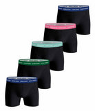 Björn Borg 5 Pack Essential Boxer - Black with Coloured Waistbands