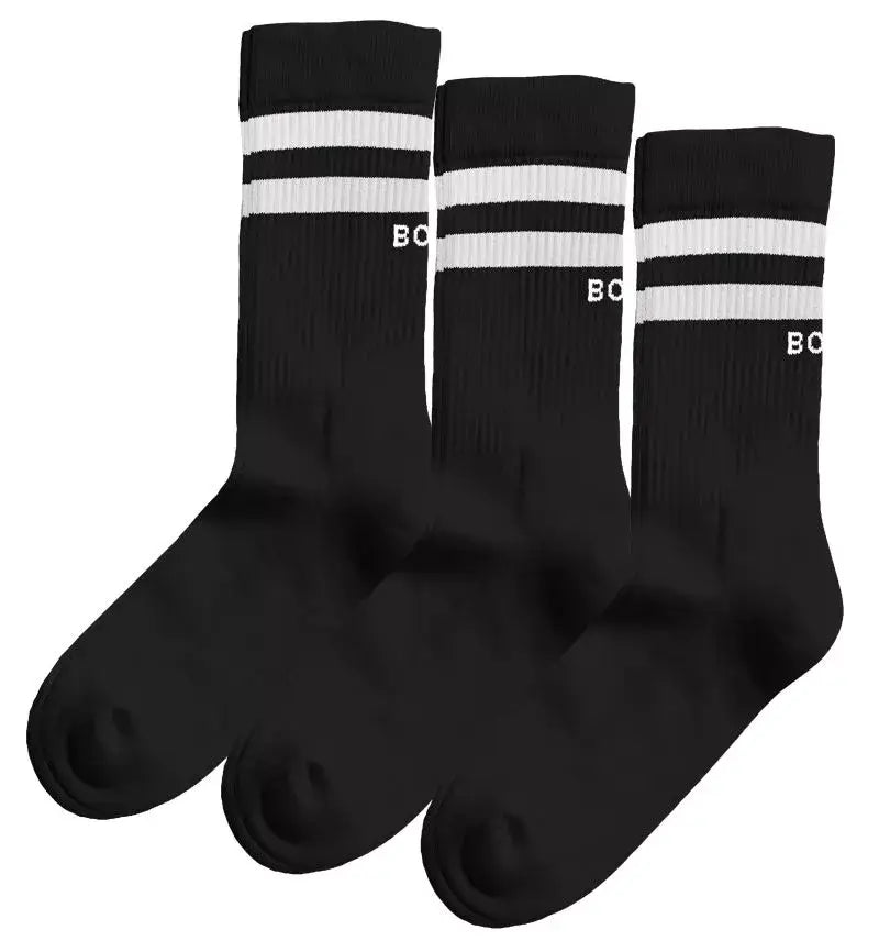 Björn Borg Core Crew Stripe Socks 3-Pack, Black – Cotton Blend Sports Socks