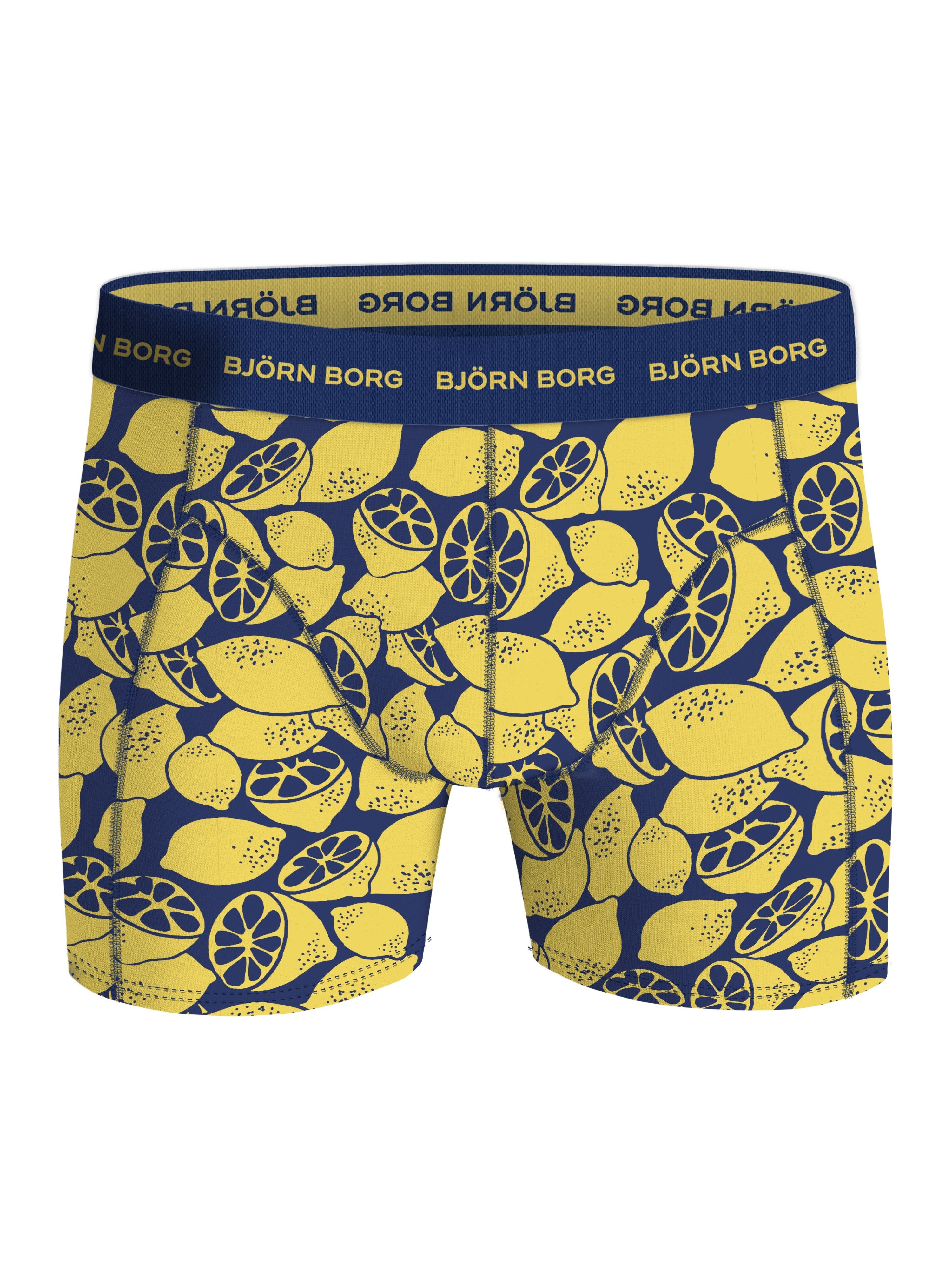 Bjorn Borg Cotton Stretch Boxer Trunks 3 Pack - Black, Blue, Yellow Print