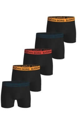 Björn Borg 5 Pack Boxer Briefs – Black Cotton Stretch Boxers, Multi