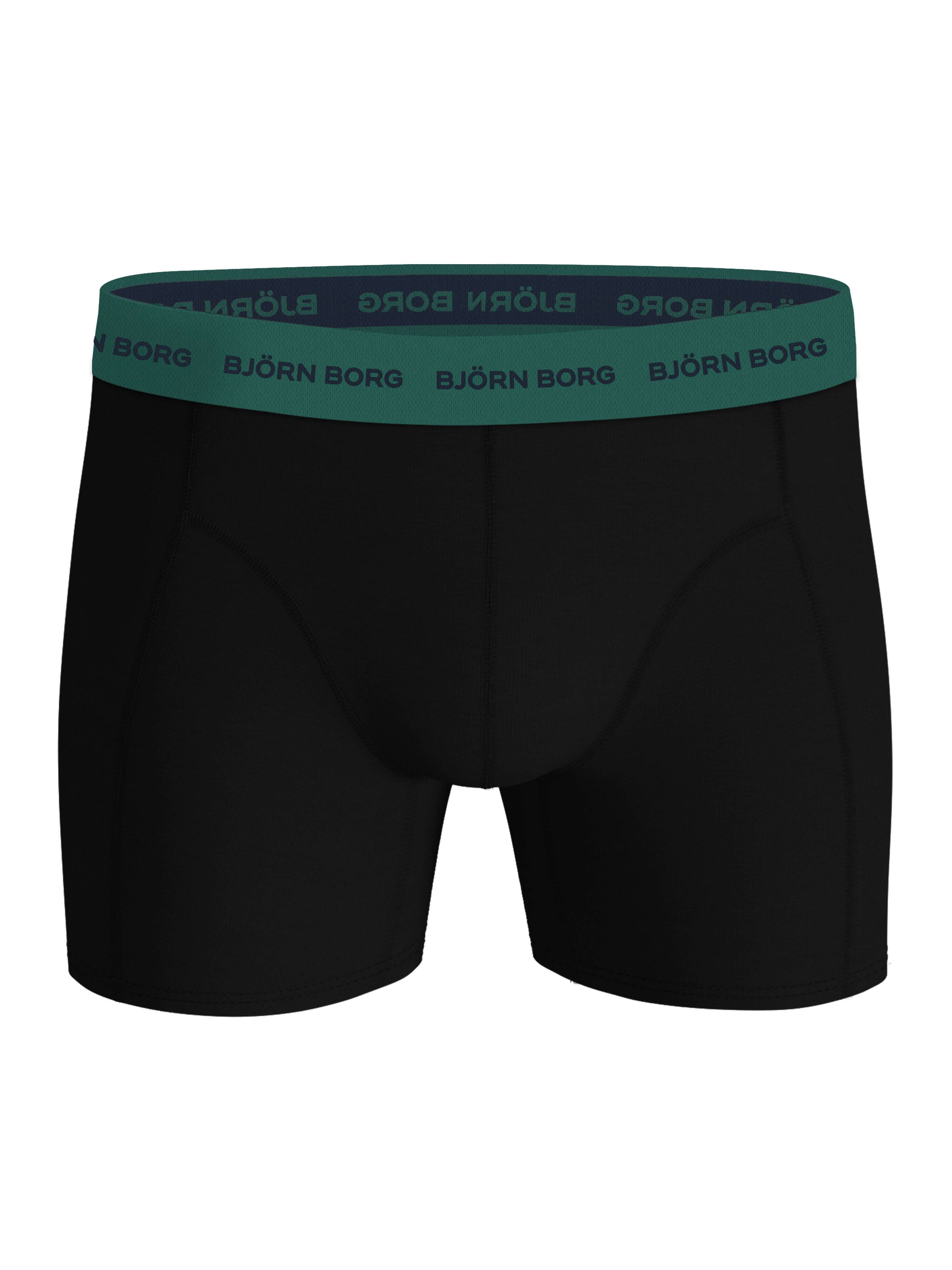 Björn Borg 3-Pack Cotton Stretch Boxers – Black with Multi-Coloured Waistbands