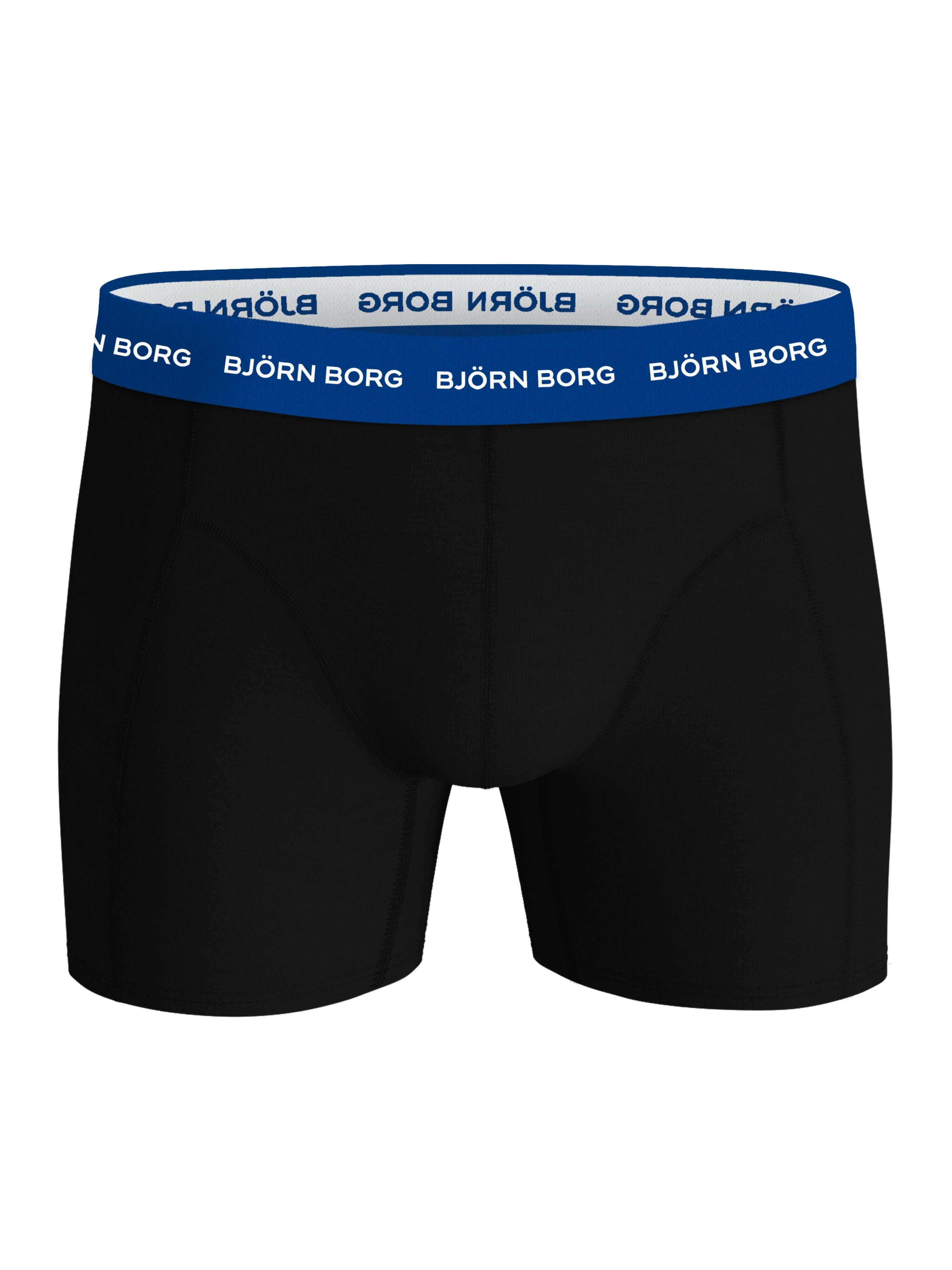 Björn Borg 3-Pack Cotton Stretch Boxers – Black with Multi-Coloured Waistbands
