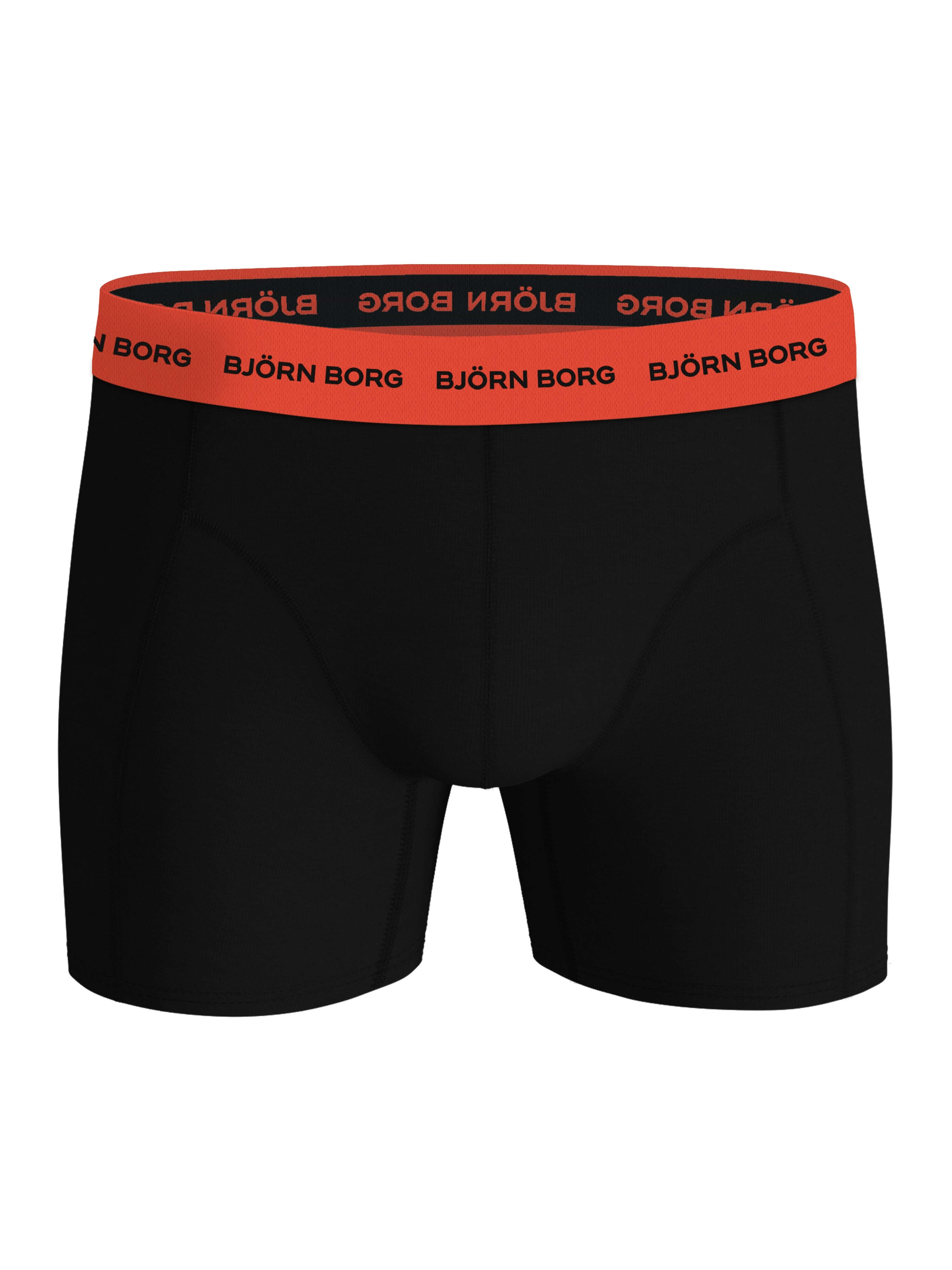 Björn Borg 3-Pack Cotton Stretch Boxers – Black with Multi-Coloured Waistbands