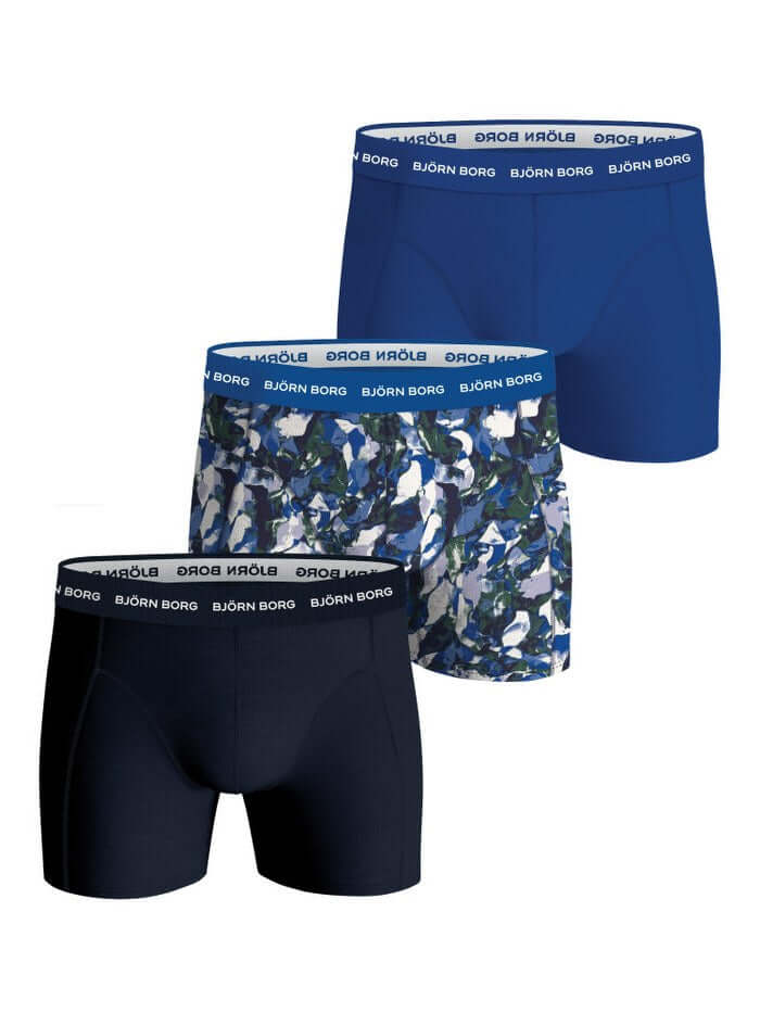 Björn Borg 3 Pack Cotton Stretch Boxers – Blue /Navy / Print