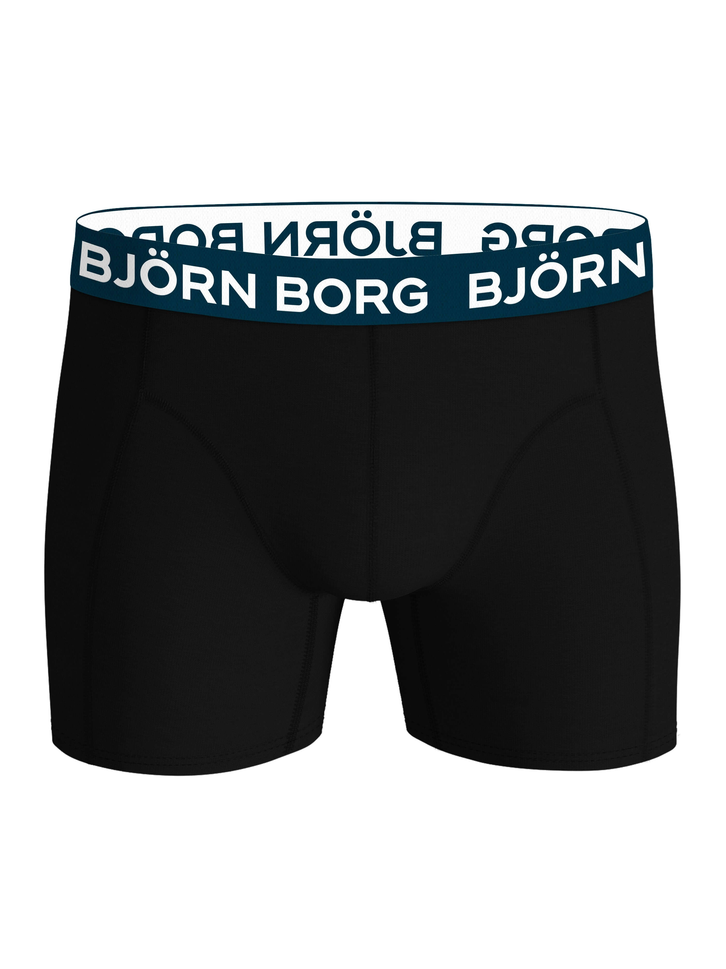 Björn Borg 3-Pack Cotton Stretch Boxers – Classic Black with Bold Multi Waistbands
