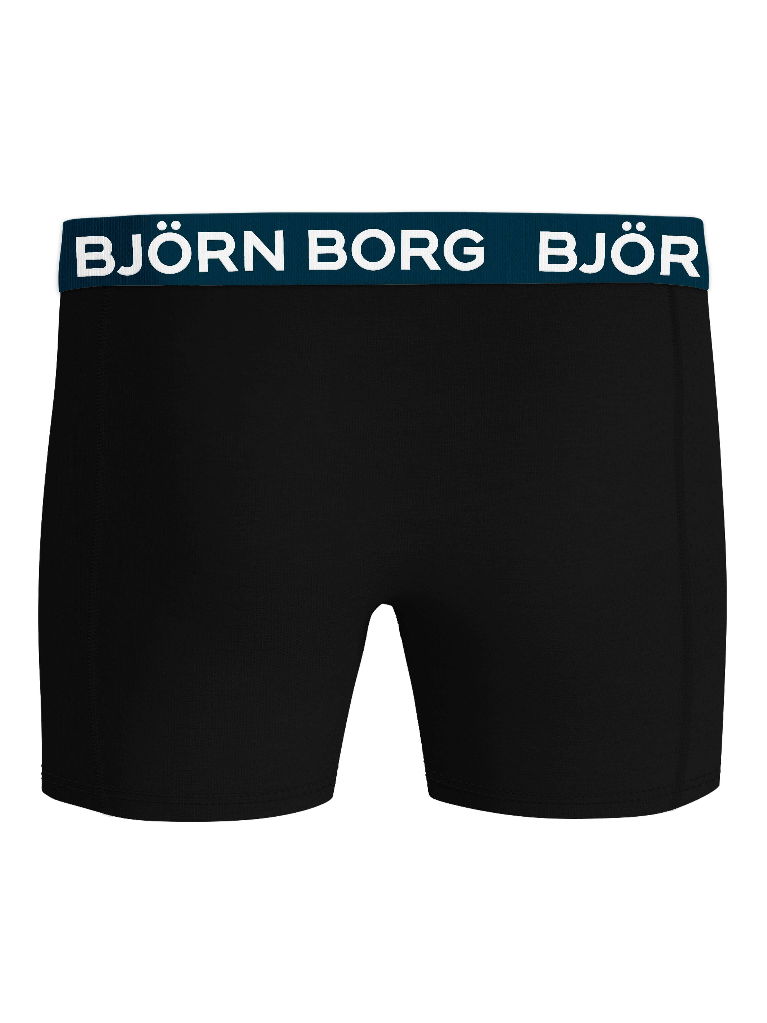 Björn Borg 3-Pack Cotton Stretch Boxers – Classic Black with Bold Multi Waistbands