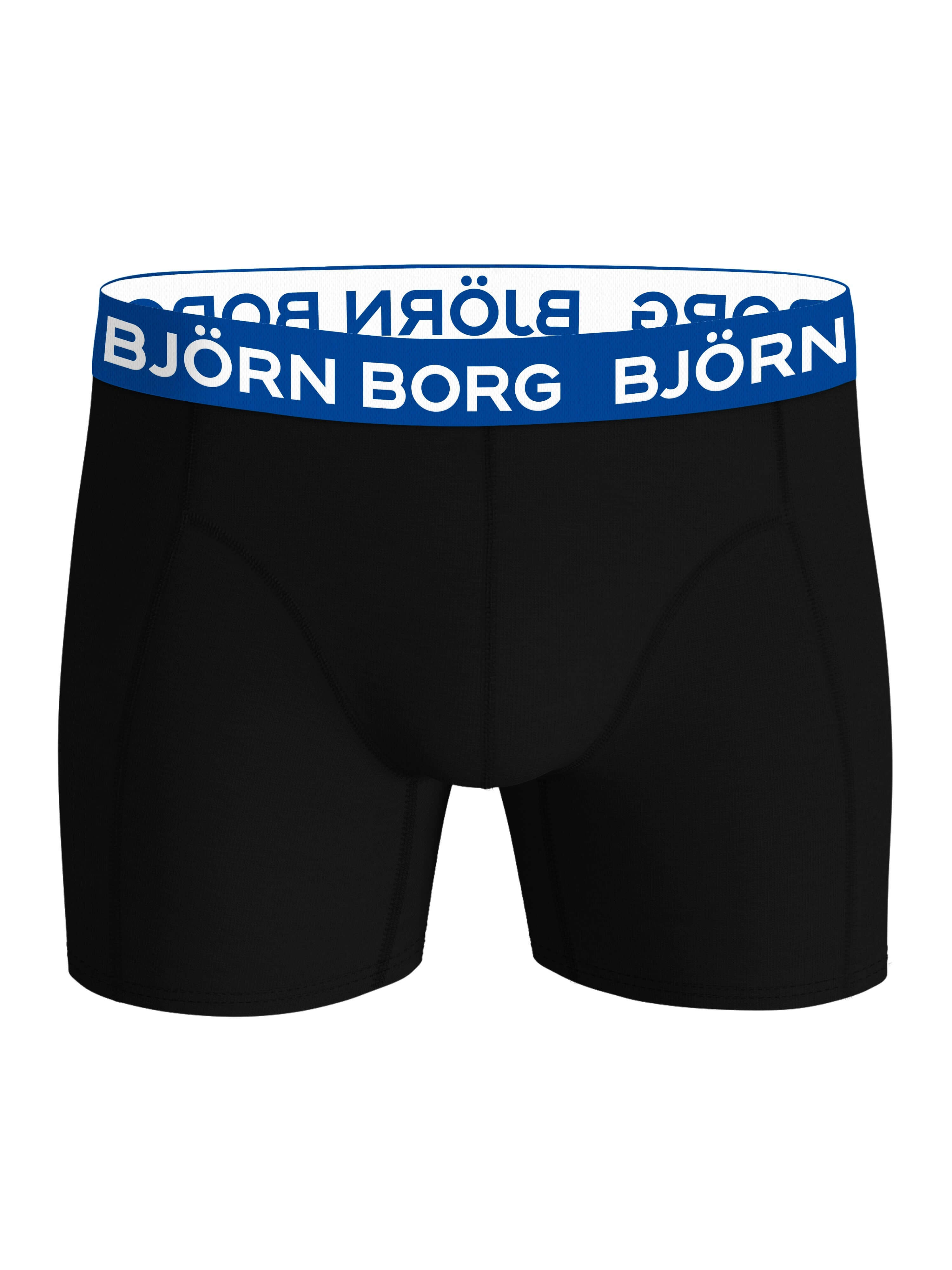 Björn Borg 3-Pack Cotton Stretch Boxers – Classic Black with Bold Multi Waistbands