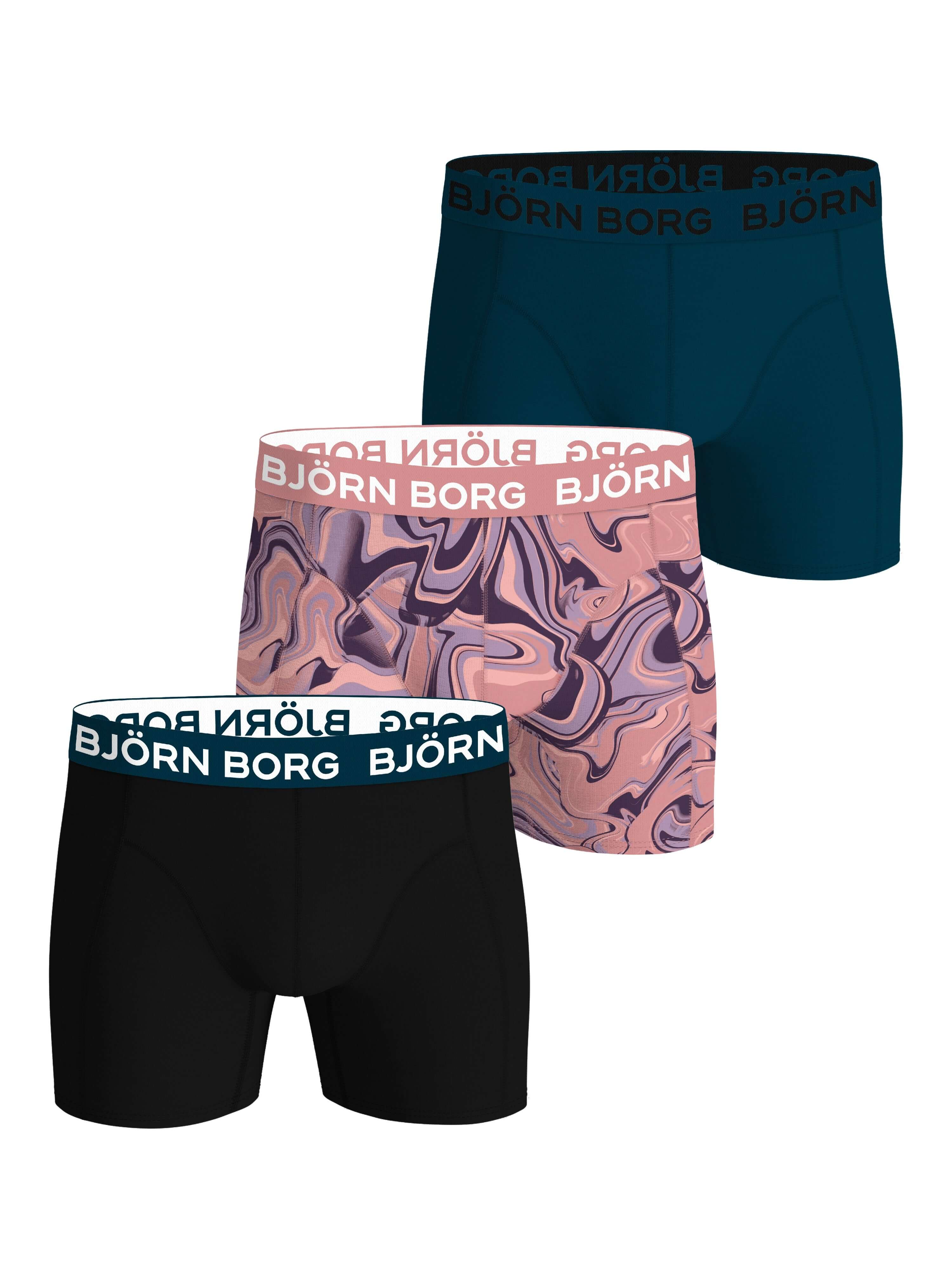 Björn Borg 3-Pack Cotton Stretch Boxers – Blue / Pink Print