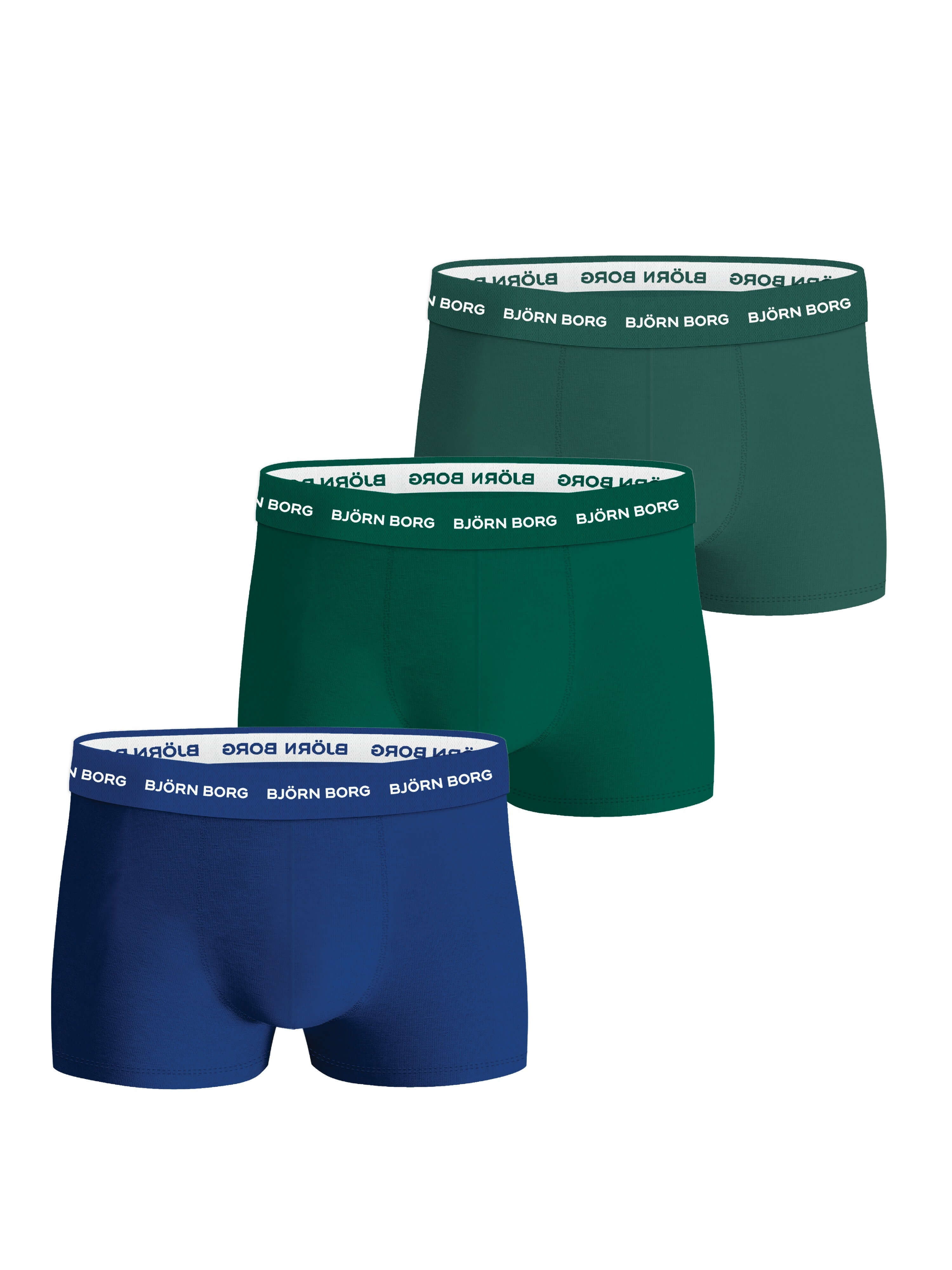 Björn Borg Cotton Stretch Trunks 3-pack - Blue, Green