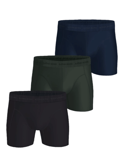 Björn Borg Men's Microfiber Boxer 3-Pack – Black, Green, Navy Blue