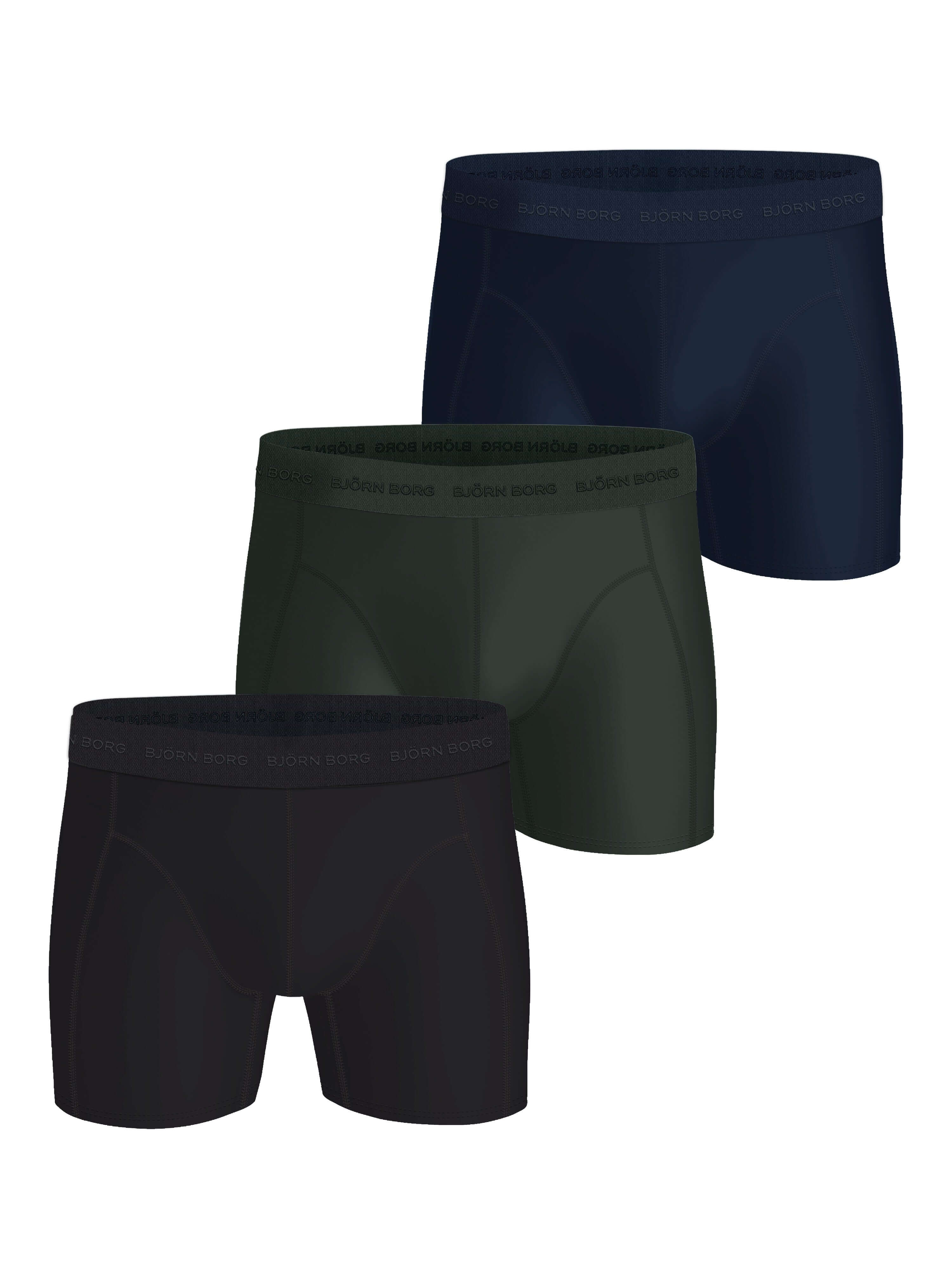 Björn Borg Men's Microfiber Boxer 3-Pack – Black, Green, Navy Blue