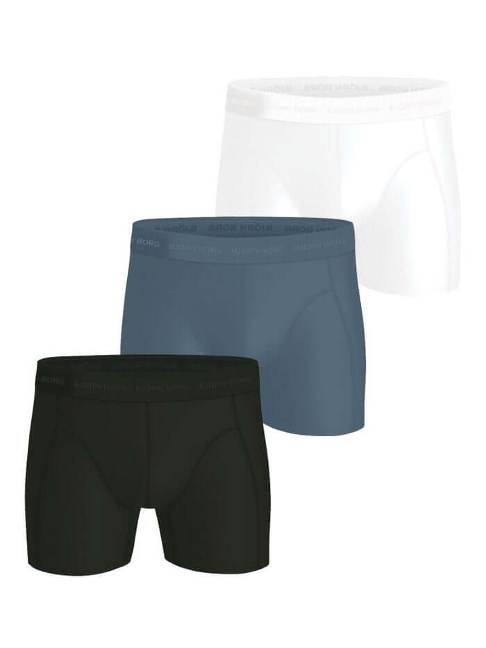 Björn Borg Men's Microfiber Boxer 3-Pack – White, Blue, Grey