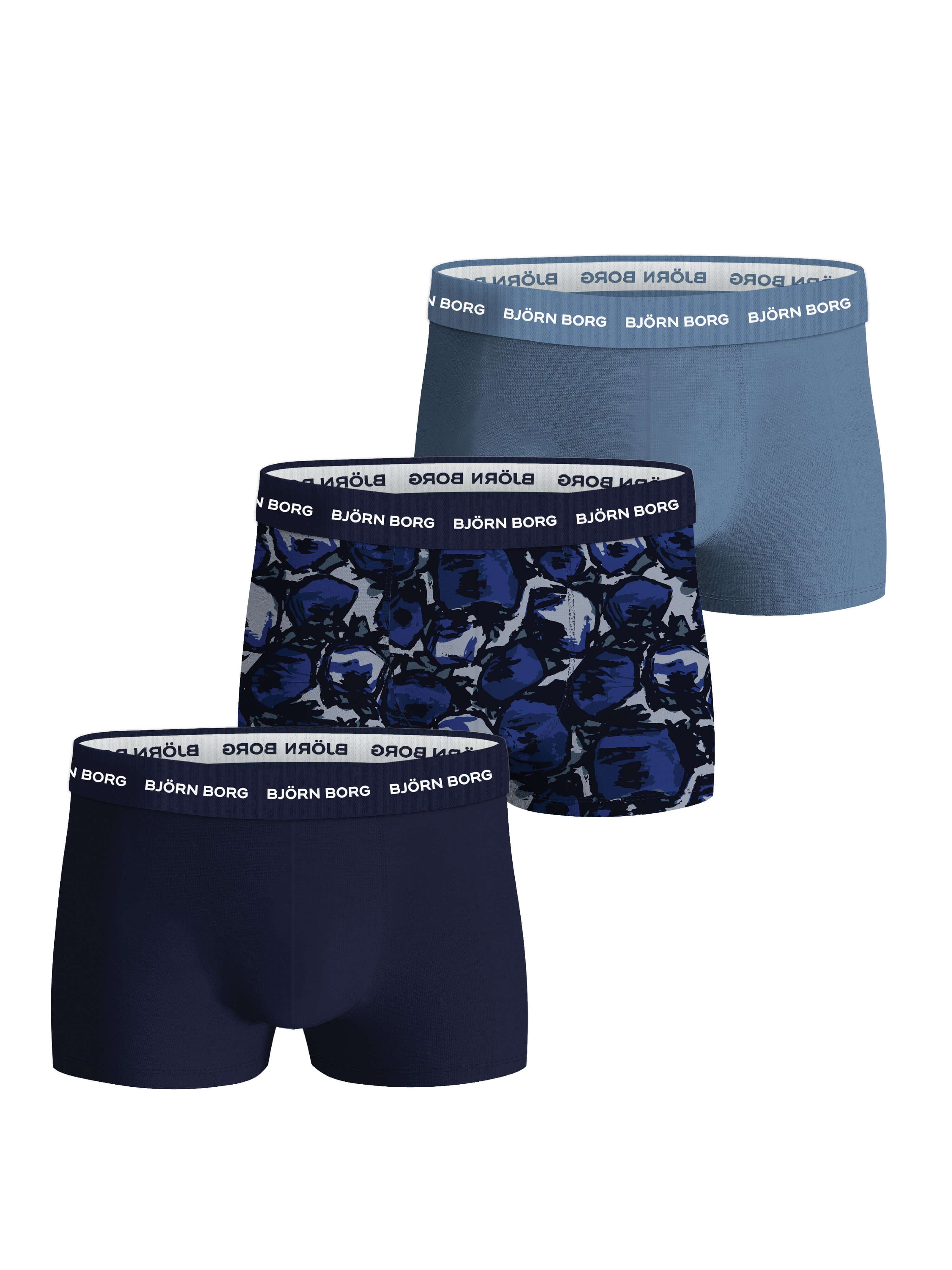 Björn Borg Cotton Stretch Trunks 3-pack - Blue, Tulip Print